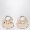 Liewood Set of two Ember bibs in pink/sand Cats and Dogs