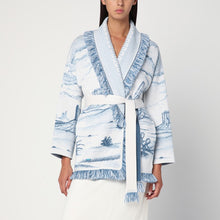  Alanui White/blue Silent Rider cardigan in wool