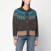 Alanui Olive green Fair Isle patterned cardigan
