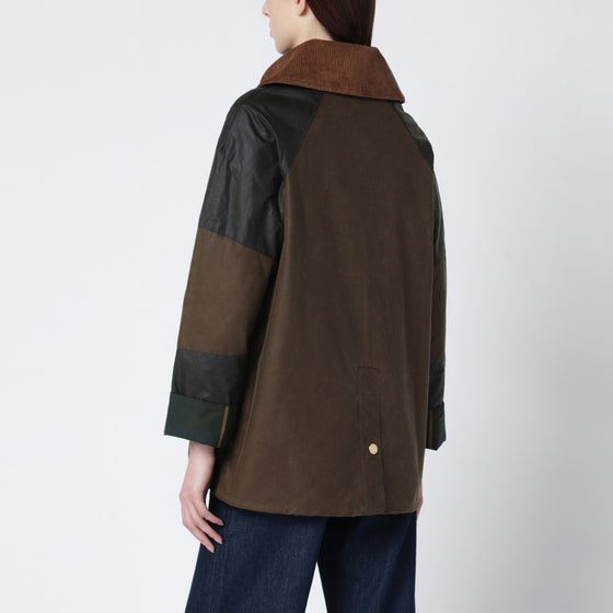Barbour Allerston waxed jacket in olive green color-block