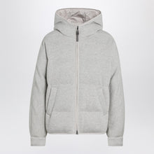  Brunello Cucinelli Greige down jacket in cashmere knit