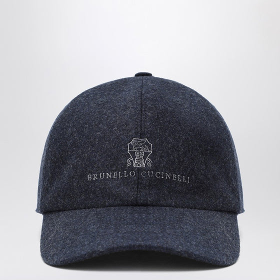 Brunello Cucinelli Grey-blue wool baseball cap