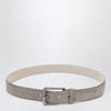Brunello Cucinelli Greige suede leather belt