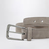 Brunello Cucinelli Greige suede leather belt