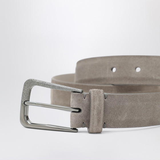 Brunello Cucinelli Greige suede leather belt