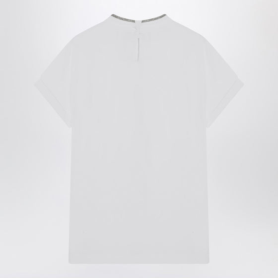 Brunello Cucinelli White crew-neck T-shirt with pendant