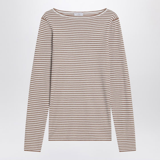 Brunello Cucinelli Sparkling striped sweater in cashmere and silk