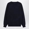 Brunello Cucinelli Navy blue cashmere crewneck sweater with contrast trim