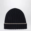 Brunello Cucinelli Ribbed cashmere beanie in navy blue