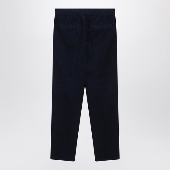 Brunello Cucinelli Navy blue corduroy drawstring pants