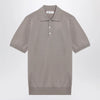 Brunello Cucinelli Light brown cotton knit polo shirt