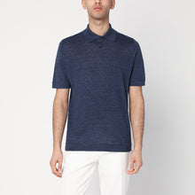  Brunello Cucinelli Dark blue short-sleeved polo shirt