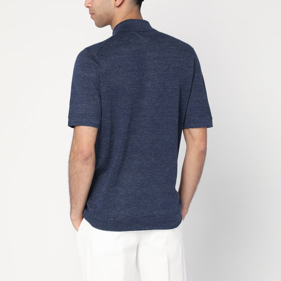 Brunello Cucinelli Dark blue short-sleeved polo shirt