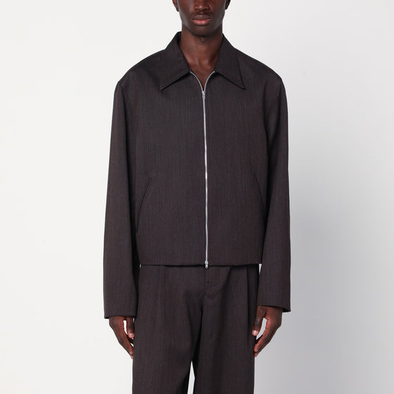 Our Legacy Brown zip-up wool jacket