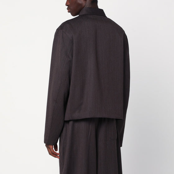 Our Legacy Brown zip-up wool jacket