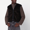 Our Legacy Brown ribbed velvet zip-up waistcoat