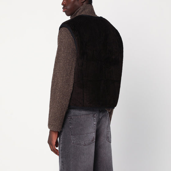 Our Legacy Brown ribbed velvet zip-up waistcoat