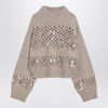 Brunello Cucinelli Brown openwork sweater with sequins