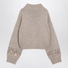 Brunello Cucinelli Brown openwork sweater with sequins