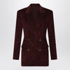 Brunello Cucinelli Bordeaux velvet double-breasted jacket