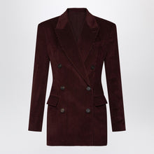  Brunello Cucinelli Bordeaux velvet double-breasted jacket
