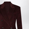 Brunello Cucinelli Bordeaux velvet double-breasted jacket