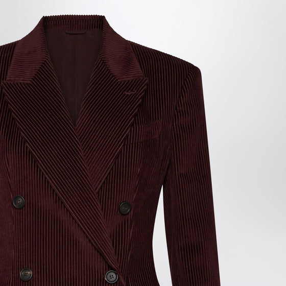 Brunello Cucinelli Bordeaux velvet double-breasted jacket