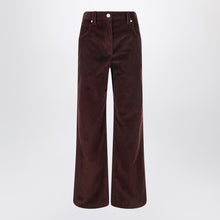  Brunello Cucinelli Wide-leg bordeaux velvet trousers