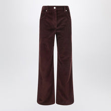  Brunello Cucinelli Wide-leg bordeaux velvet trousers