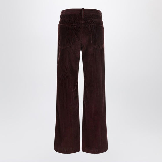 Brunello Cucinelli Wide-leg bordeaux velvet trousers