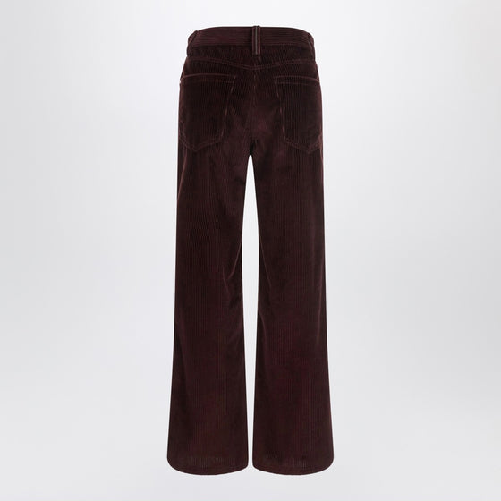 Brunello Cucinelli Wide-leg bordeaux velvet trousers