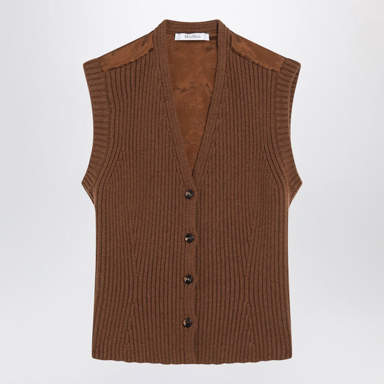 Max Mara Brown wool-cashmere gilet