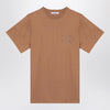Max Mara Oversized beige cotton T-shirt with logo embroidery