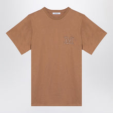  Max Mara Oversized beige cotton T-shirt with logo embroidery