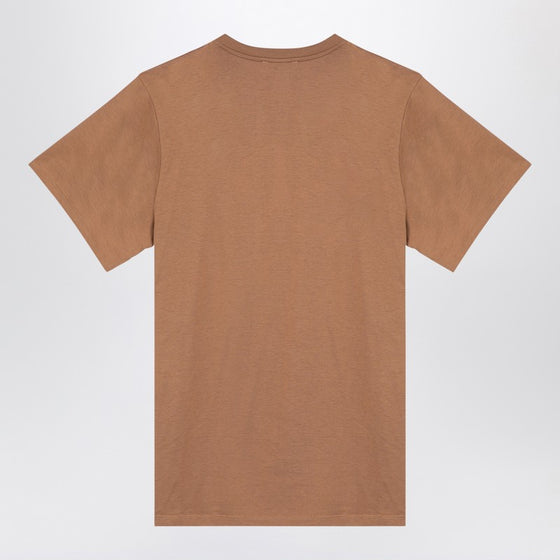 Max Mara Oversized beige cotton T-shirt with logo embroidery