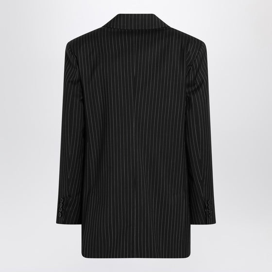Max Mara Black pinstriped double-breasted wool jacket