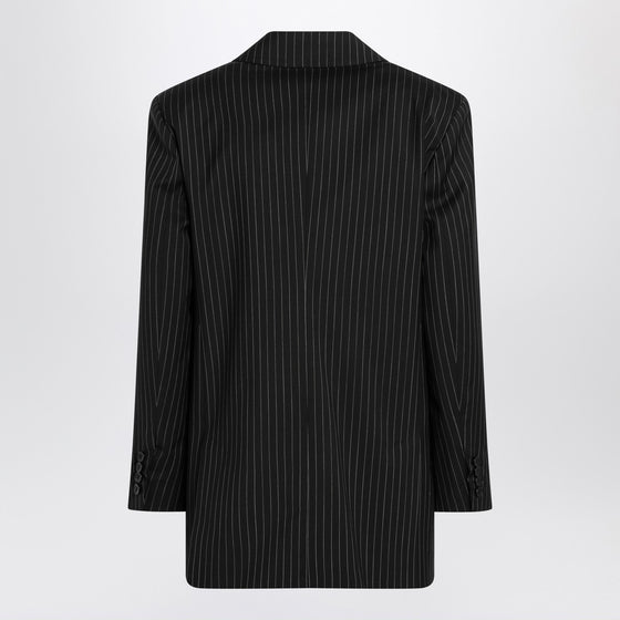 Max Mara Black pinstriped double-breasted wool jacket