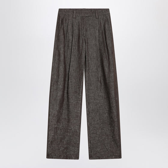 Brunello Cucinelli Wide brown trousers in cotton blend