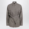 Brunello Cucinelli Check-pattern shirt with belt and Shiny Collar Detail