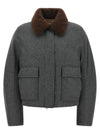 Brunello Cucinelli Shearling Collar Cropped Jacket