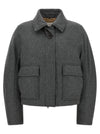 Brunello Cucinelli Shearling Collar Cropped Jacket