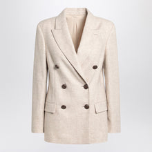  Brunello Cucinelli Beige double-breasted jacket in wool and cashmere
