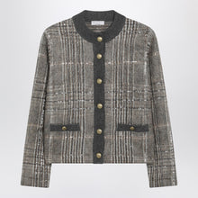  Brunello Cucinelli Jacquard cardigan with Dazzling Check Embroidery