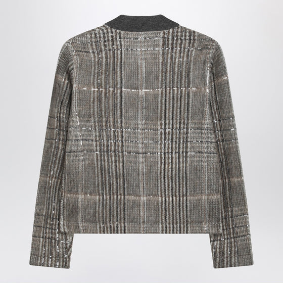 Brunello Cucinelli Jacquard cardigan with Dazzling Check Embroidery