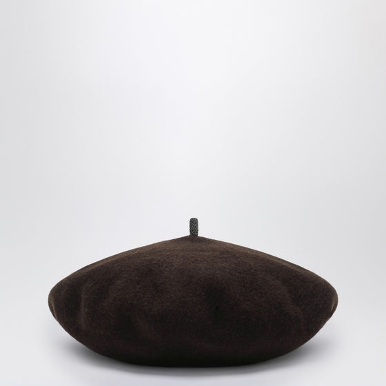 Brunello Cucinelli Brown wool beanie with Precious Detail