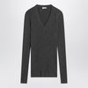 Brunello Cucinelli Dark grey ribbed wool sweater