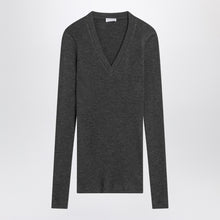  Brunello Cucinelli Dark grey ribbed wool sweater