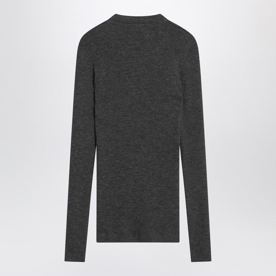 Brunello Cucinelli Dark grey ribbed wool sweater