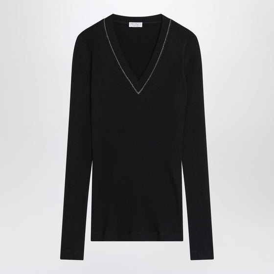 Brunello Cucinelli Blue ribbed wool sweater