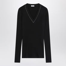  Brunello Cucinelli Blue ribbed wool sweater